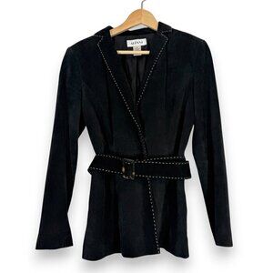 Black Suede Leather Jacket Retro Small